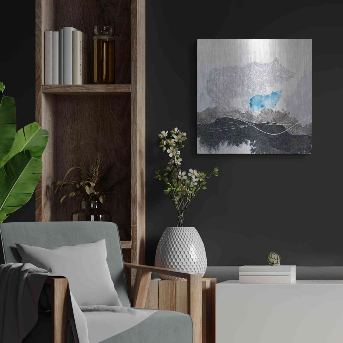 'Bear 1' by Louis Duncan – Metal Wall Art, 24x24 room view