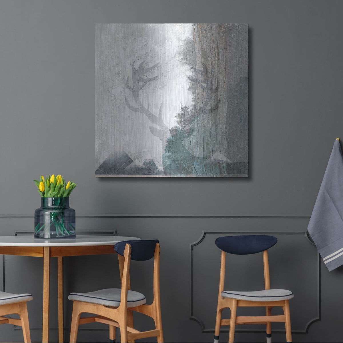 'Deer and Mountains 1' by Louis Duncan – Metal Wall Art, 36x36 room view