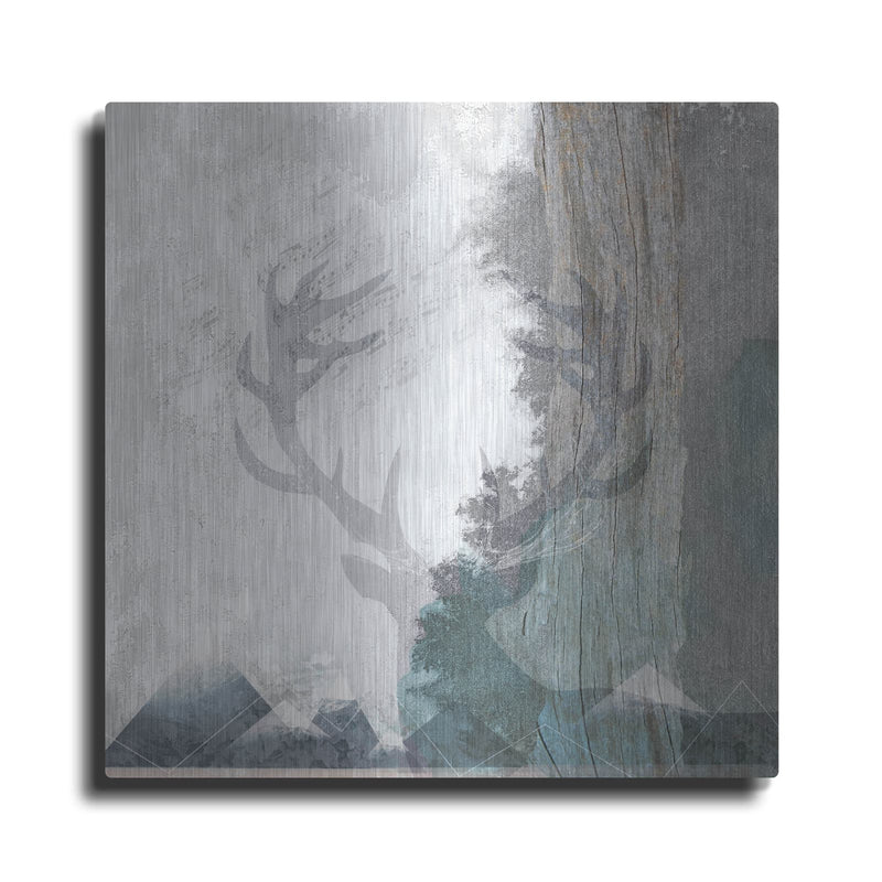 'Deer and Mountains 1' by Louis Duncan – Metal Wall Art