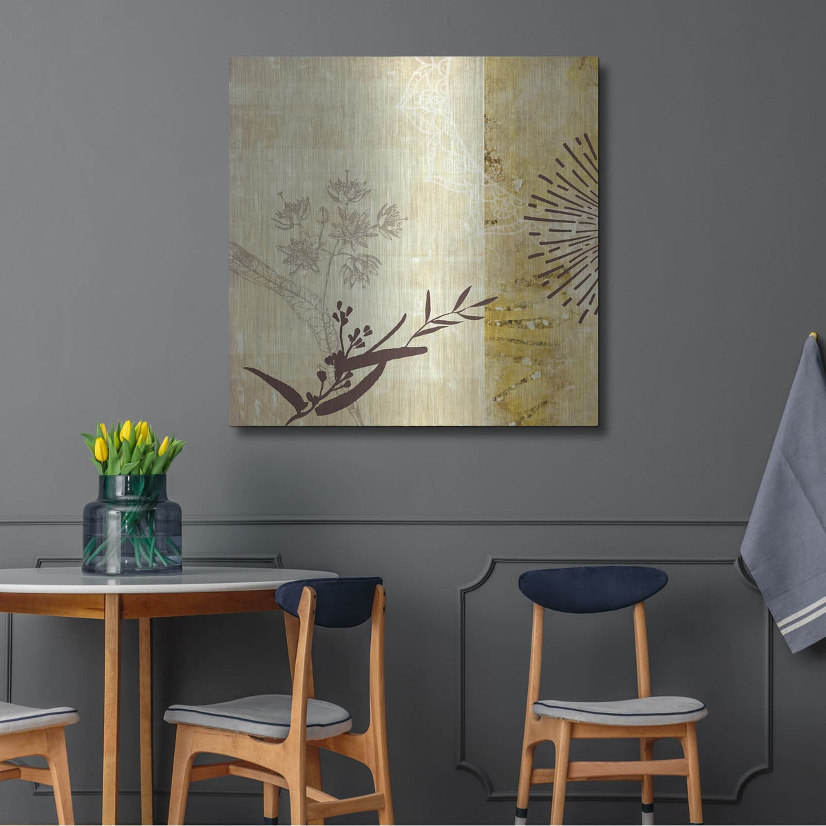 'Golden Henna Breeze 1' by Louis Duncan – Metal Wall Art, 36x36 room view
