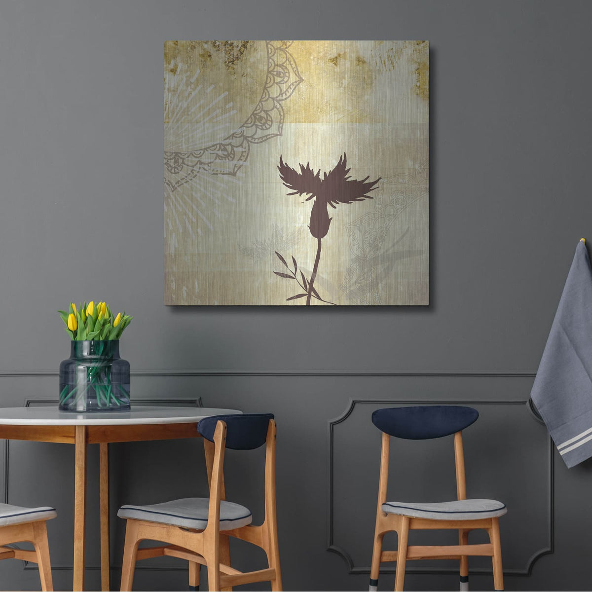 'Golden Henna Breeze 2' by Louis Duncan – Metal Wall Art, 36x36 room view