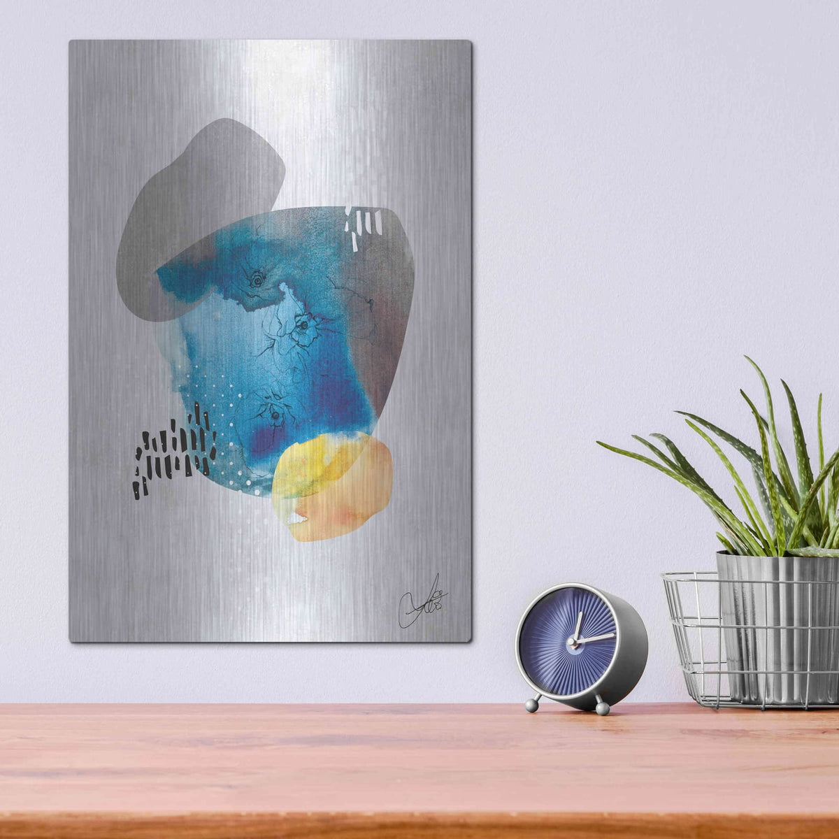 'Indigo Blossom No. 1' by Louis Duncan – Metal Wall Art, 12x16 room view