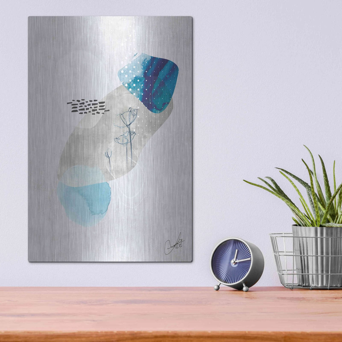 'Indigo Blossom No. 2' by Louis Duncan – Metal Wall Art, 12x16 room view