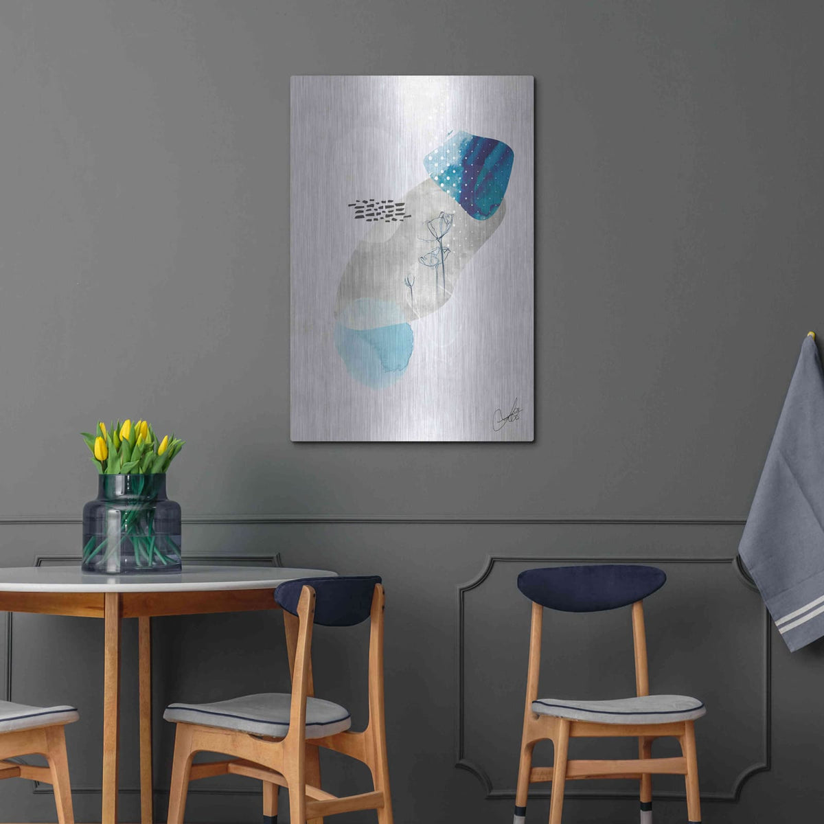 'Indigo Blossom No. 2' by Louis Duncan – Metal Wall Art, 24x36 room view