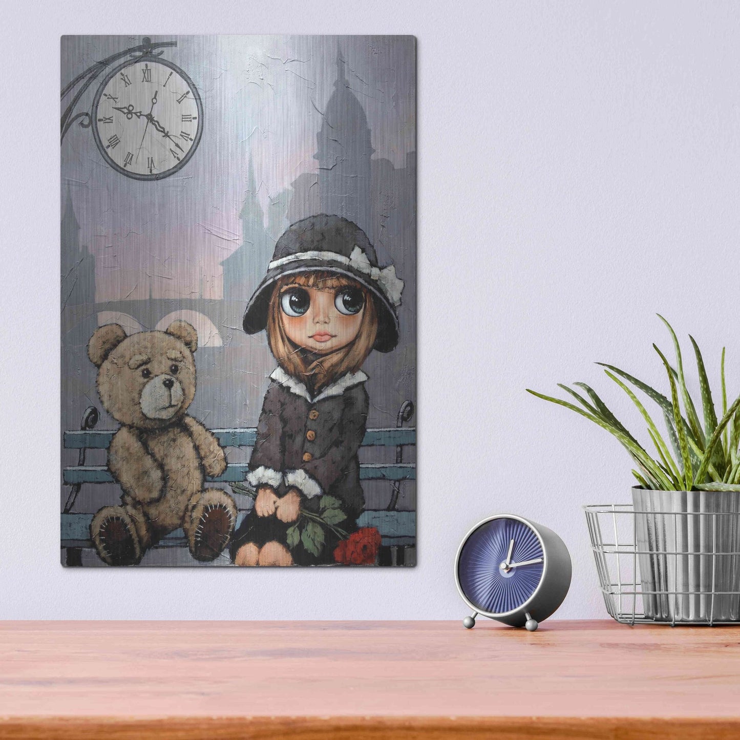 Luxe Metal Art 'Appointment with Bear' by Alexander Gunin, Metal Wall Art,12x16