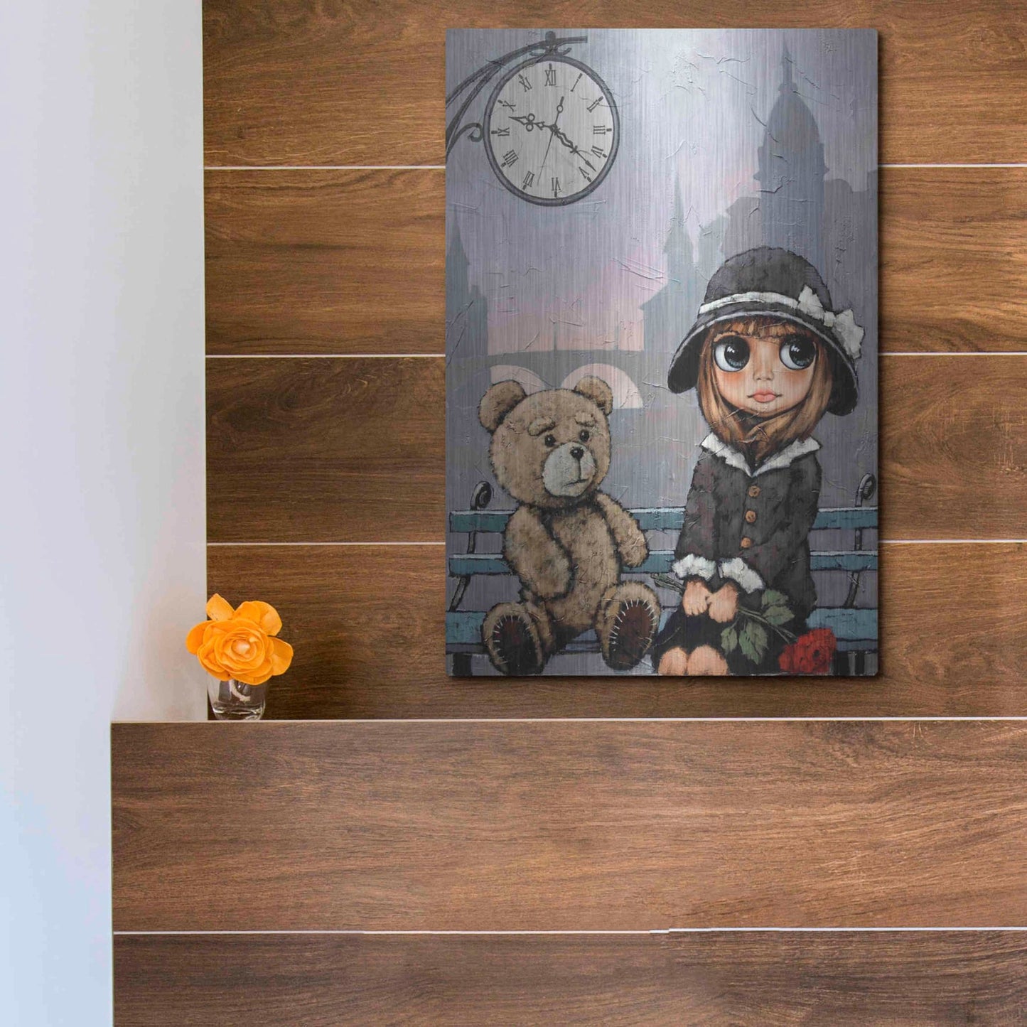 Luxe Metal Art 'Appointment with Bear' by Alexander Gunin, Metal Wall Art,12x16