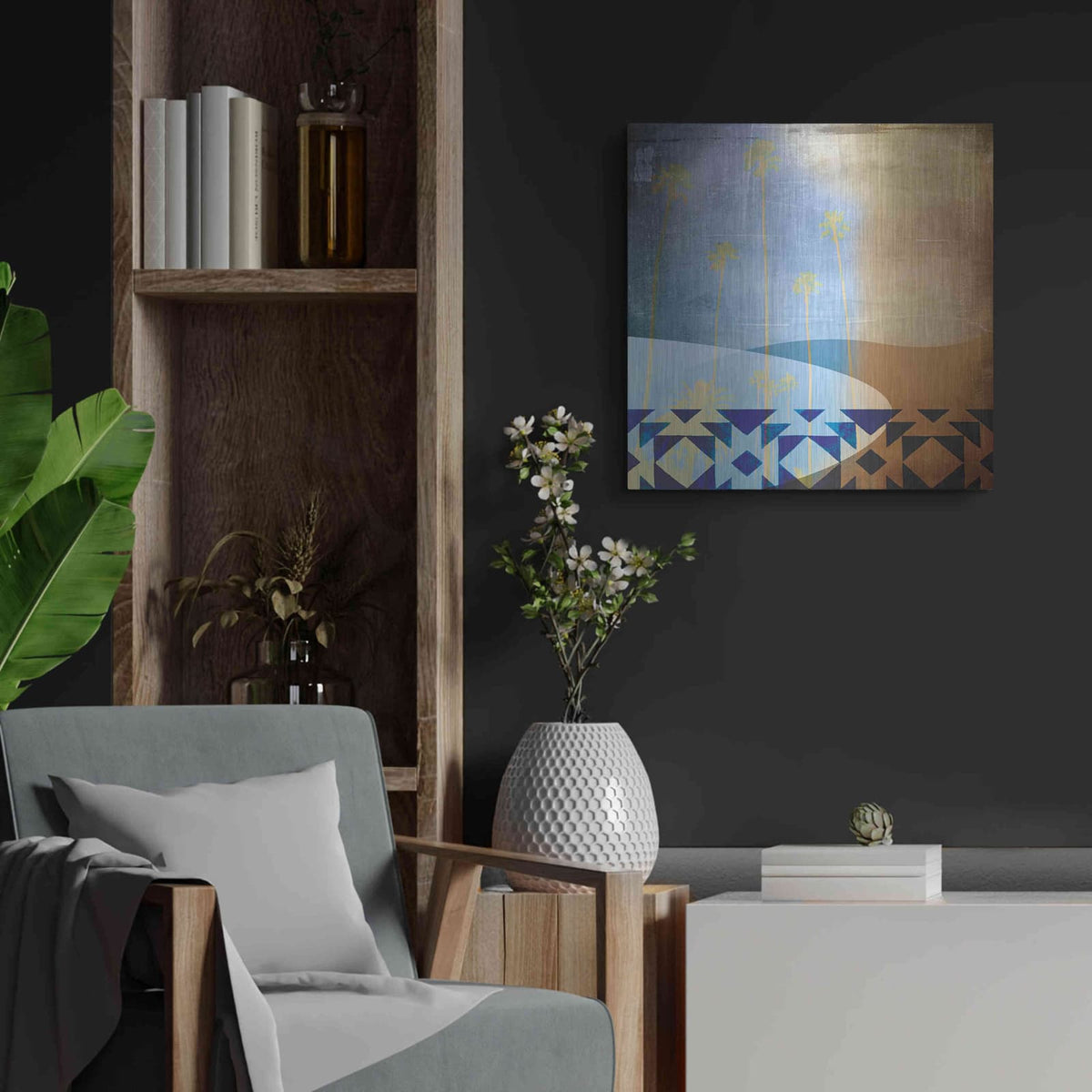 'Tropic One' by Louis Duncan – Metal Wall Art, 24x24 room view