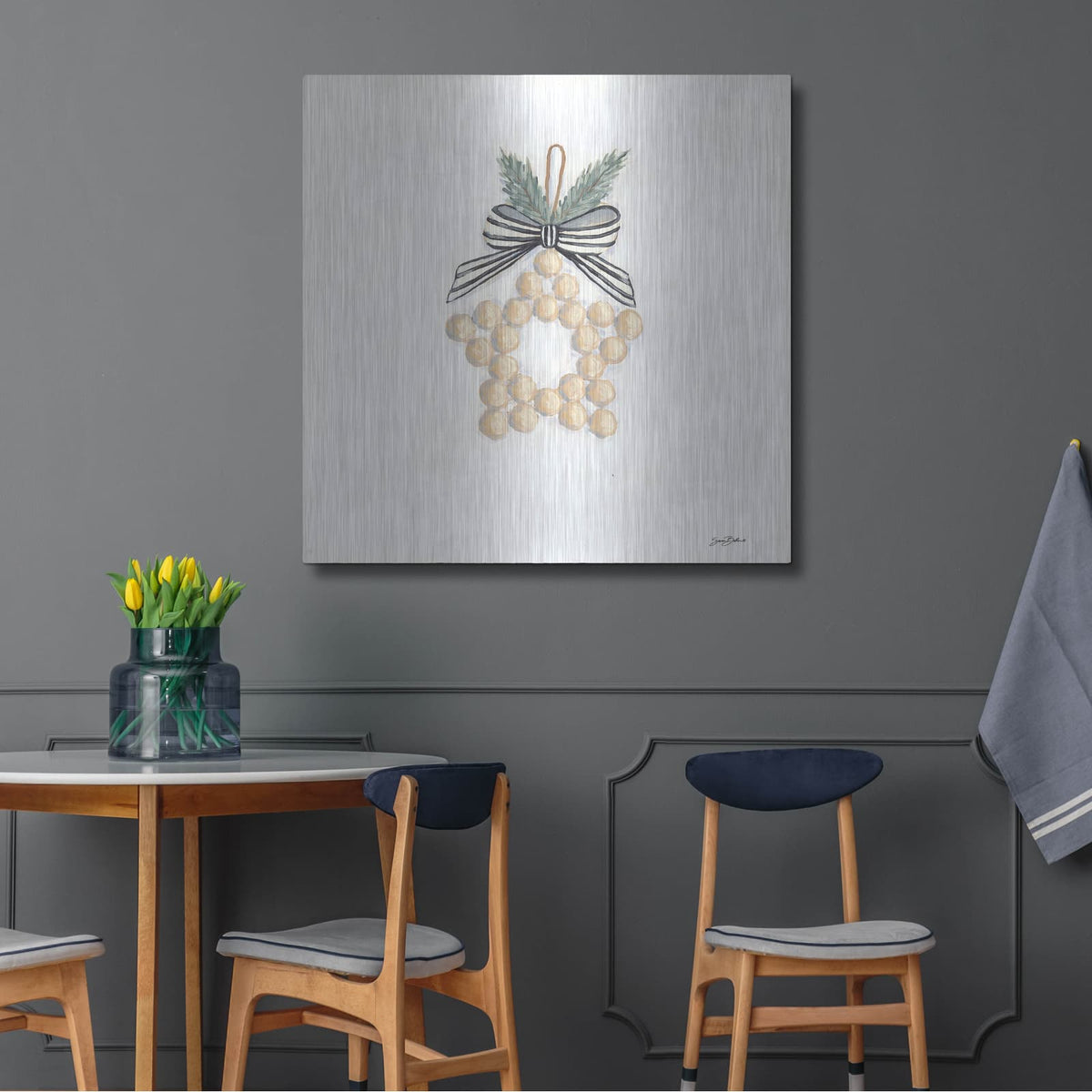 'Farmhouse Ornament I' by Sara Baker – Metal Wall Art, 36x36 room view