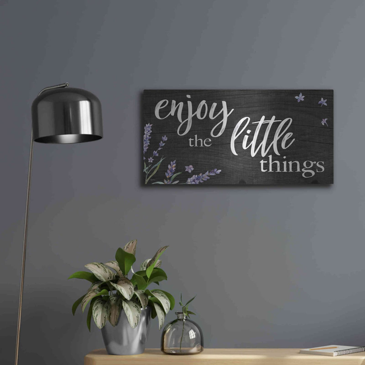 'Enjoy the Little Things' by Susie Boyer – Metal Wall Art, 24x12 room view