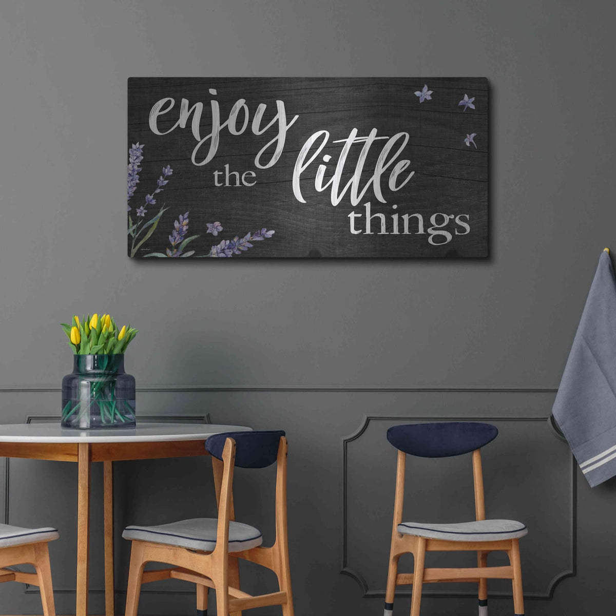 'Enjoy the Little Things' by Susie Boyer – Metal Wall Art, 48x24 room view