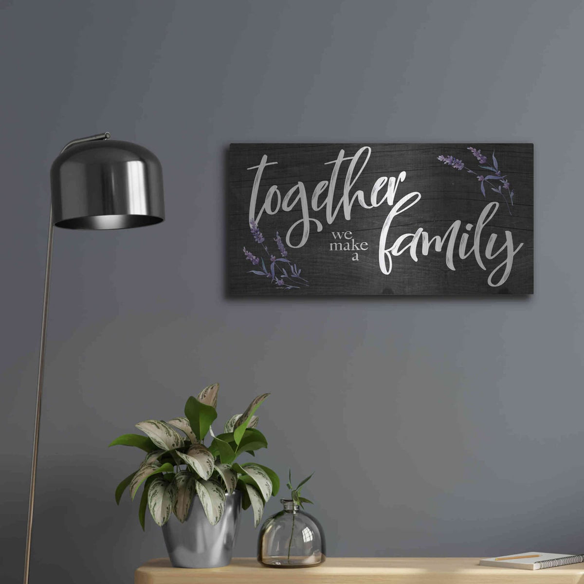'Together We Make a Family' by Susie Boyer – Metal Wall Art, 24x12 room view