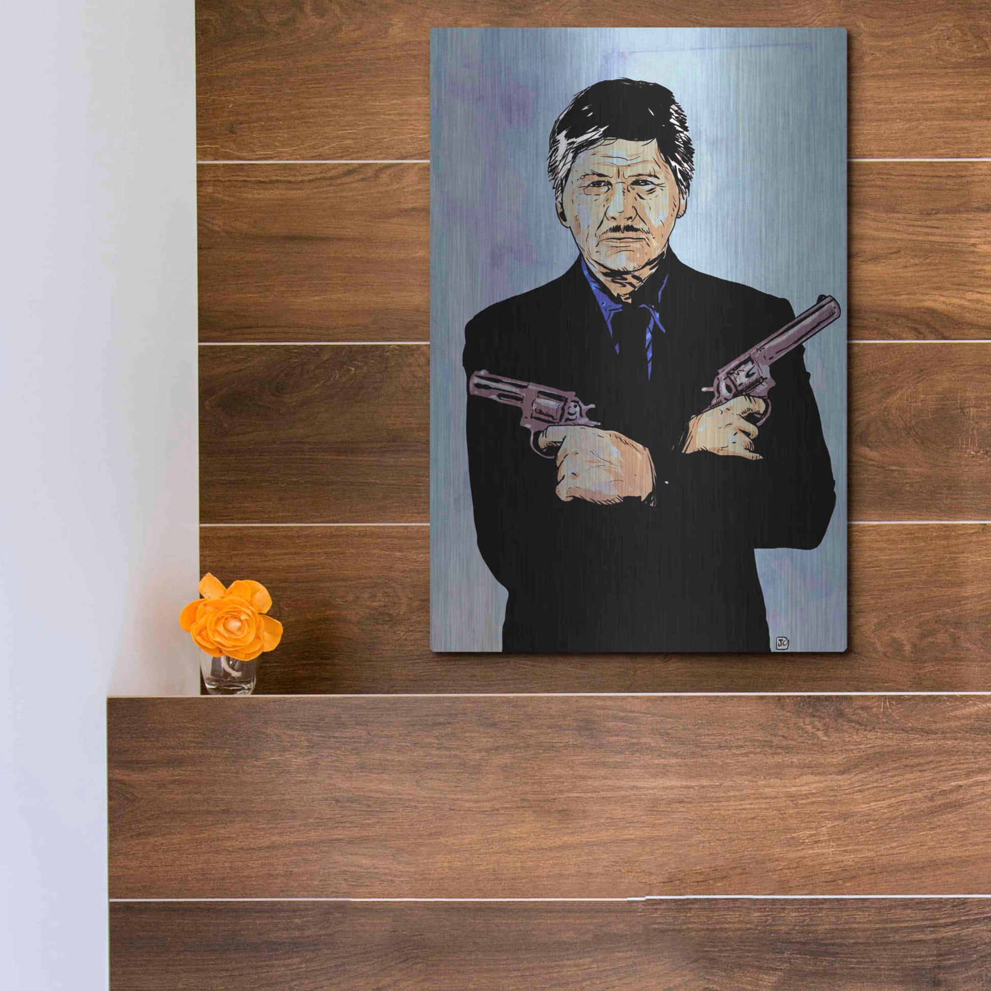 Luxe Metal Art 'Charles Bronson' by Giuseppe Cristiano, Metal Wall Art,12x16