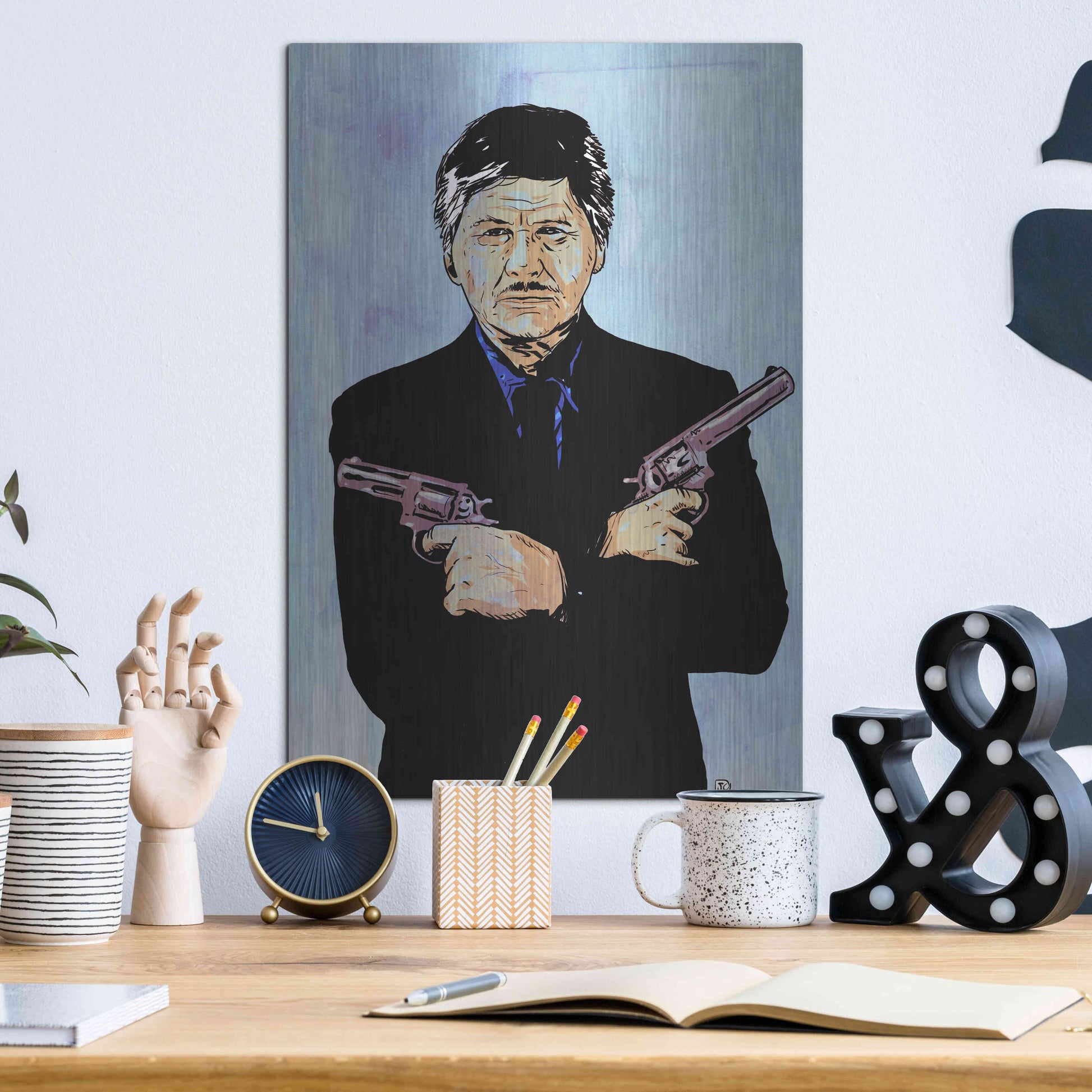 Luxe Metal Art 'Charles Bronson' by Giuseppe Cristiano, Metal Wall Art,12x16