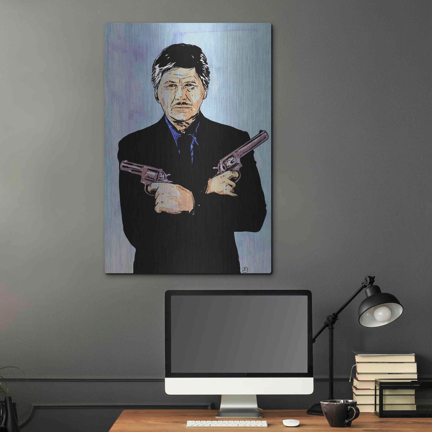 Luxe Metal Art 'Charles Bronson' by Giuseppe Cristiano, Metal Wall Art,24x36