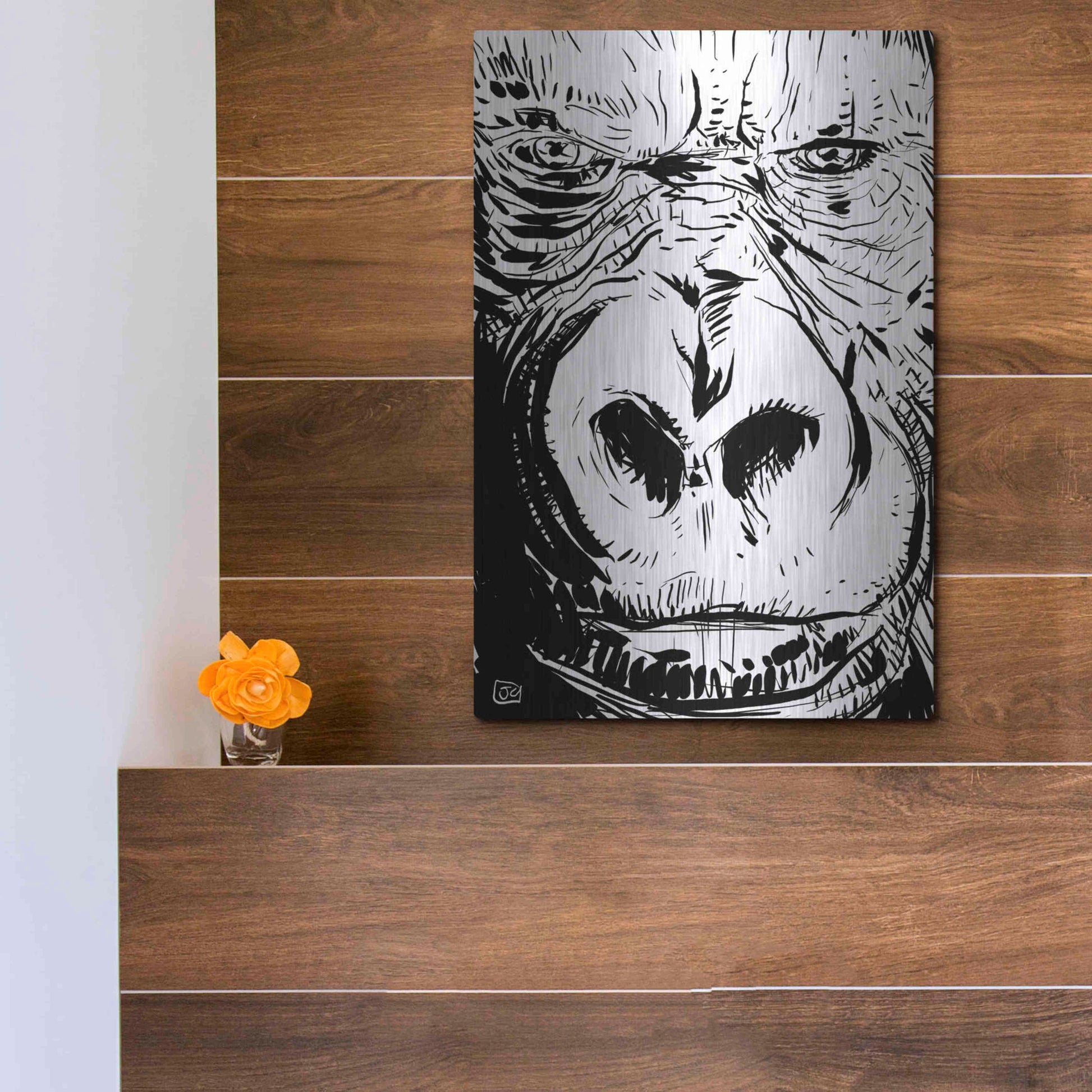 Luxe Metal Art 'Gorilla' by Giuseppe Cristiano, Metal Wall Art,12x16