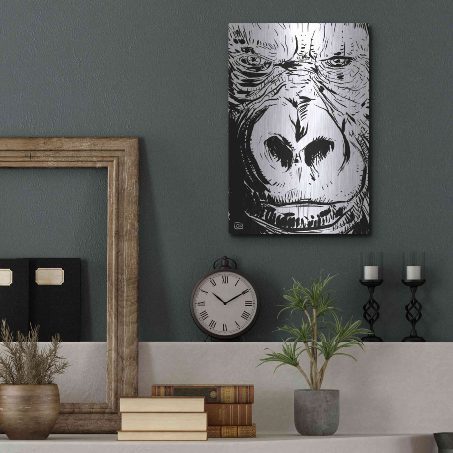 Luxe Metal Art 'Gorilla' by Giuseppe Cristiano, Metal Wall Art,12x16