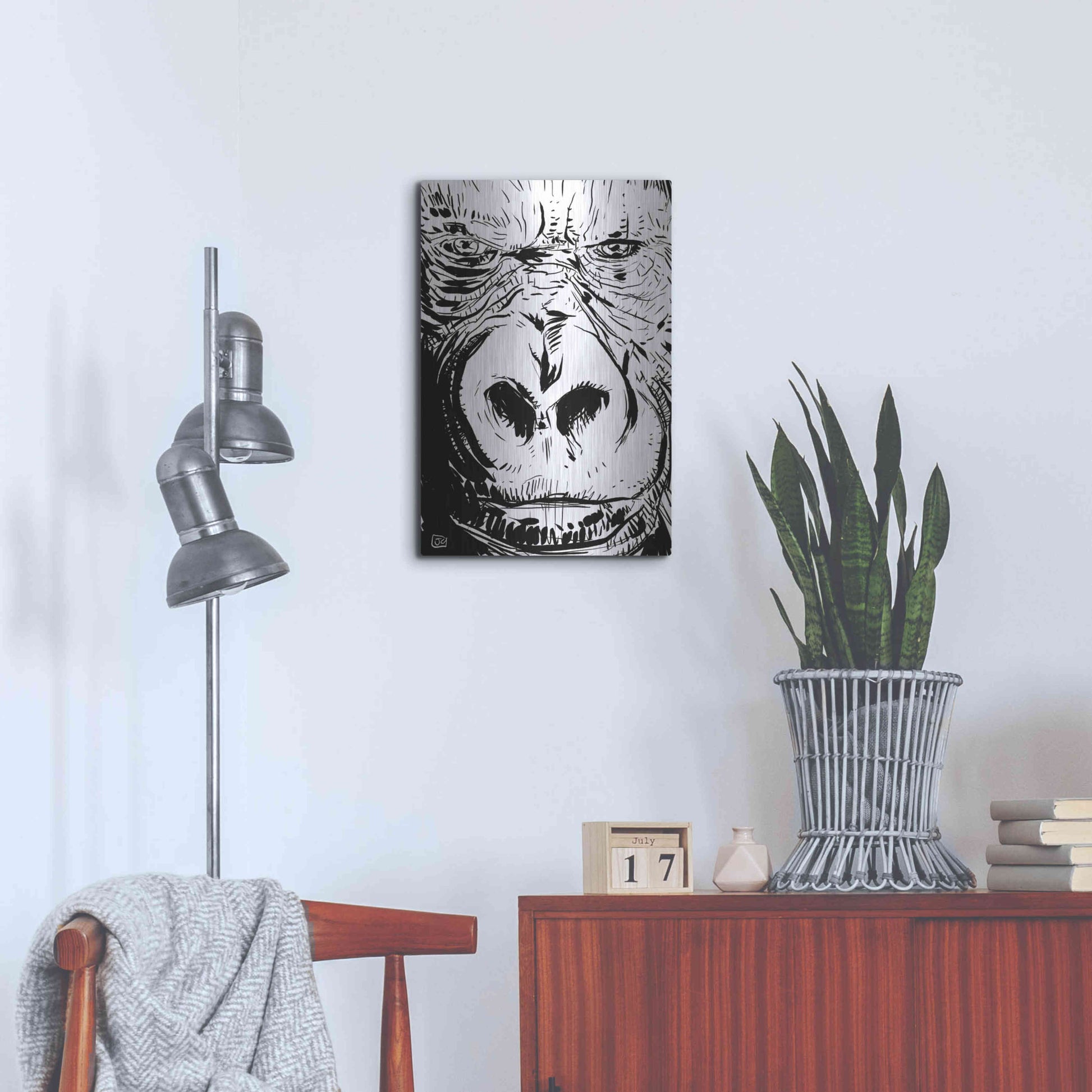 Luxe Metal Art 'Gorilla' by Giuseppe Cristiano, Metal Wall Art,16x24