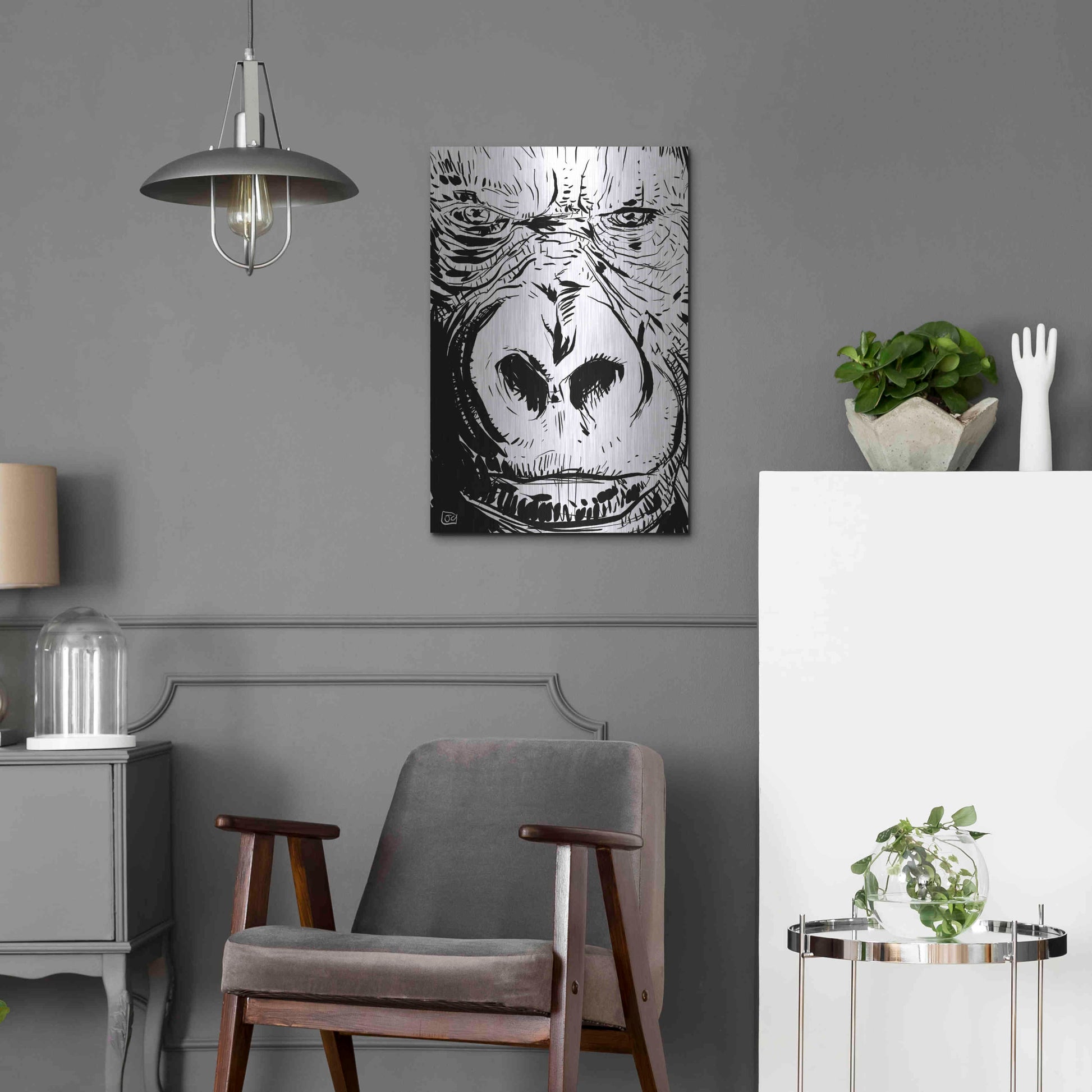 Luxe Metal Art 'Gorilla' by Giuseppe Cristiano, Metal Wall Art,16x24