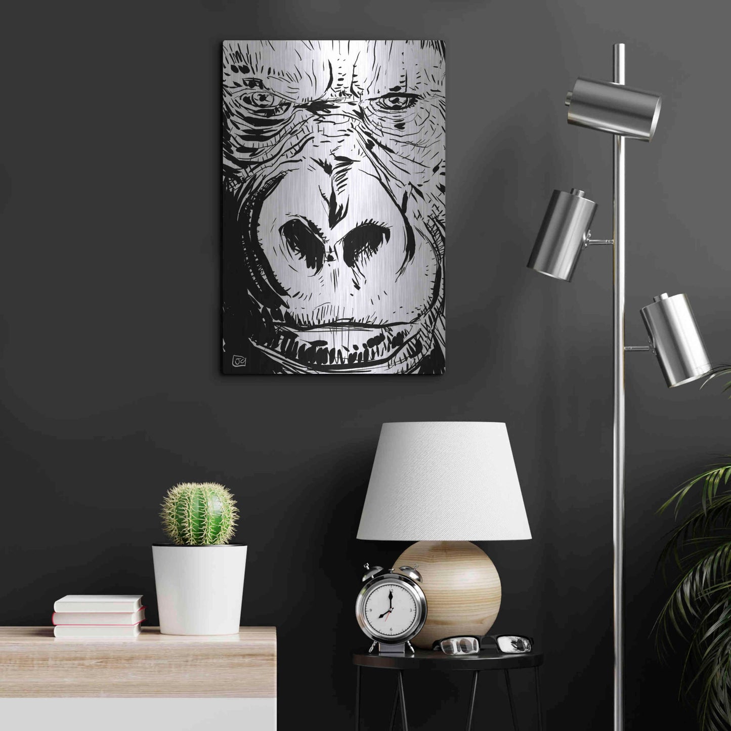 Luxe Metal Art 'Gorilla' by Giuseppe Cristiano, Metal Wall Art,16x24