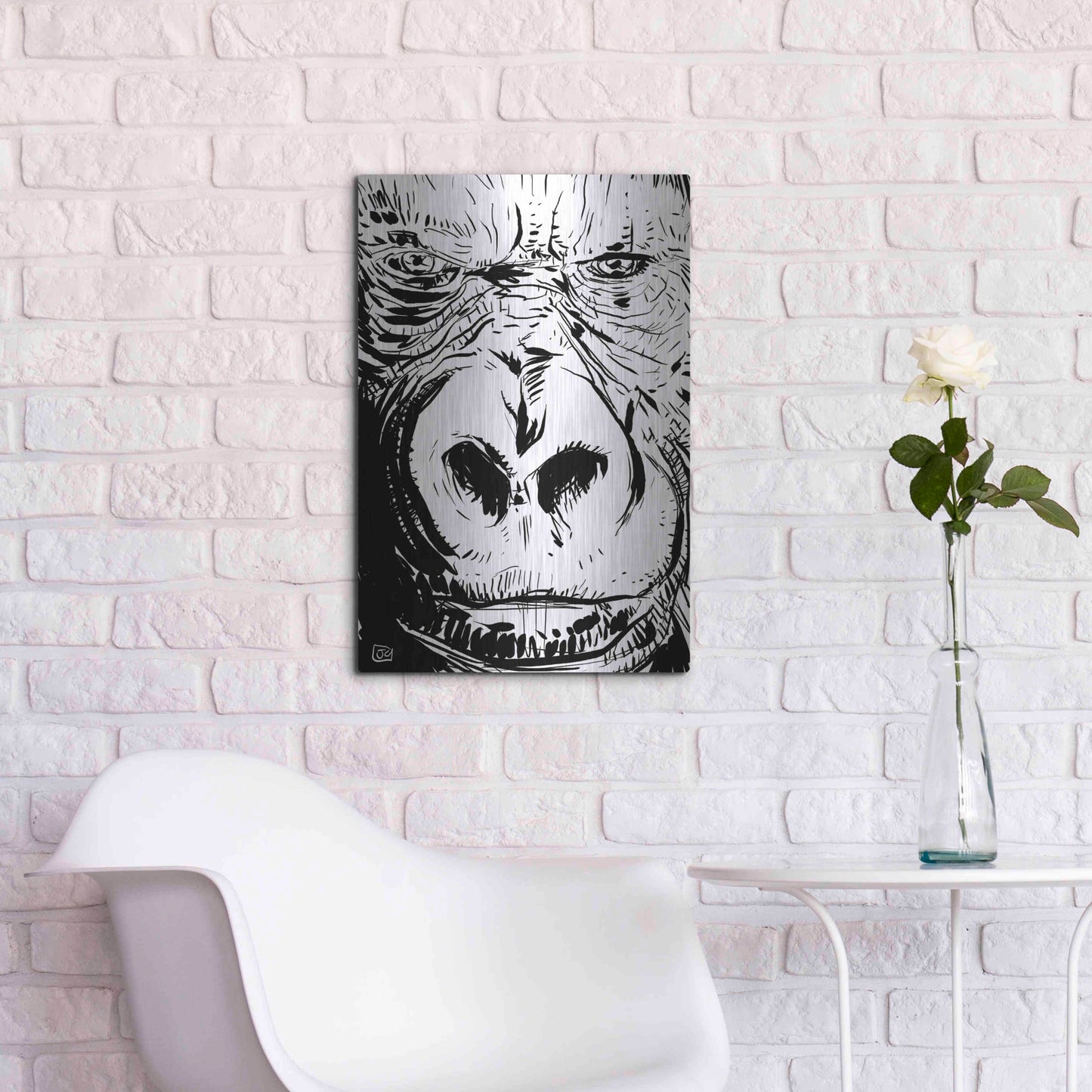 Luxe Metal Art 'Gorilla' by Giuseppe Cristiano, Metal Wall Art,16x24