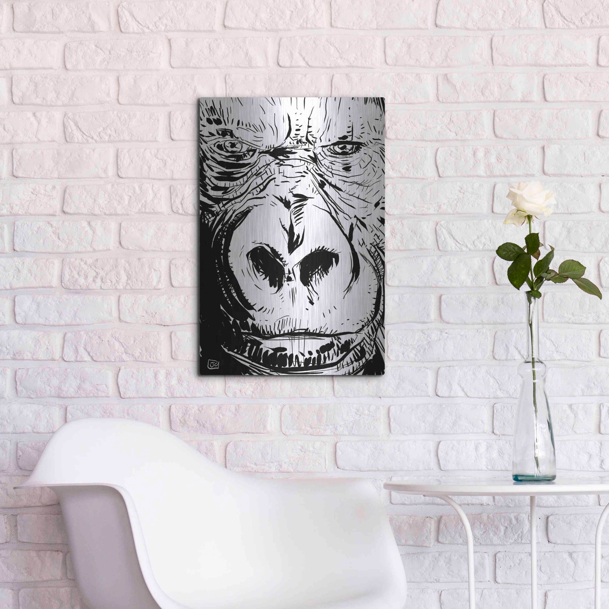 Luxe Metal Art 'Gorilla' by Giuseppe Cristiano, Metal Wall Art,16x24