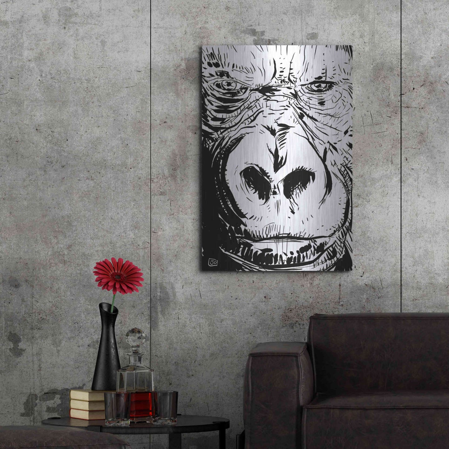 Luxe Metal Art 'Gorilla' by Giuseppe Cristiano, Metal Wall Art,24x36