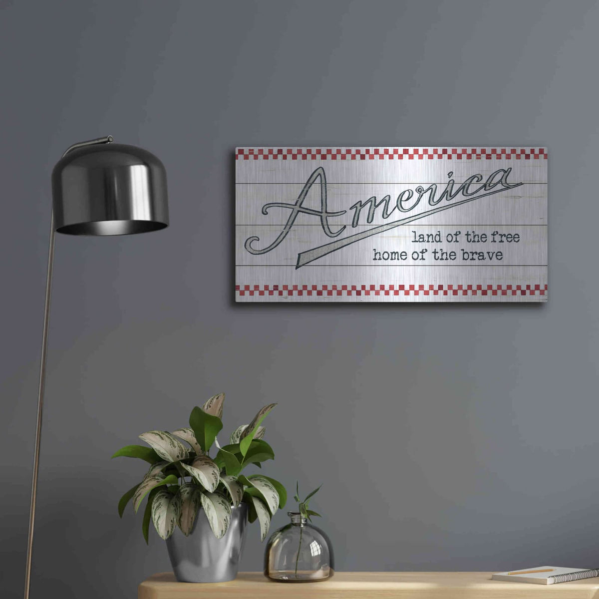 'America - Land of the Free' by Cindy Jacobs – Metal Wall Art, 24x12 room view