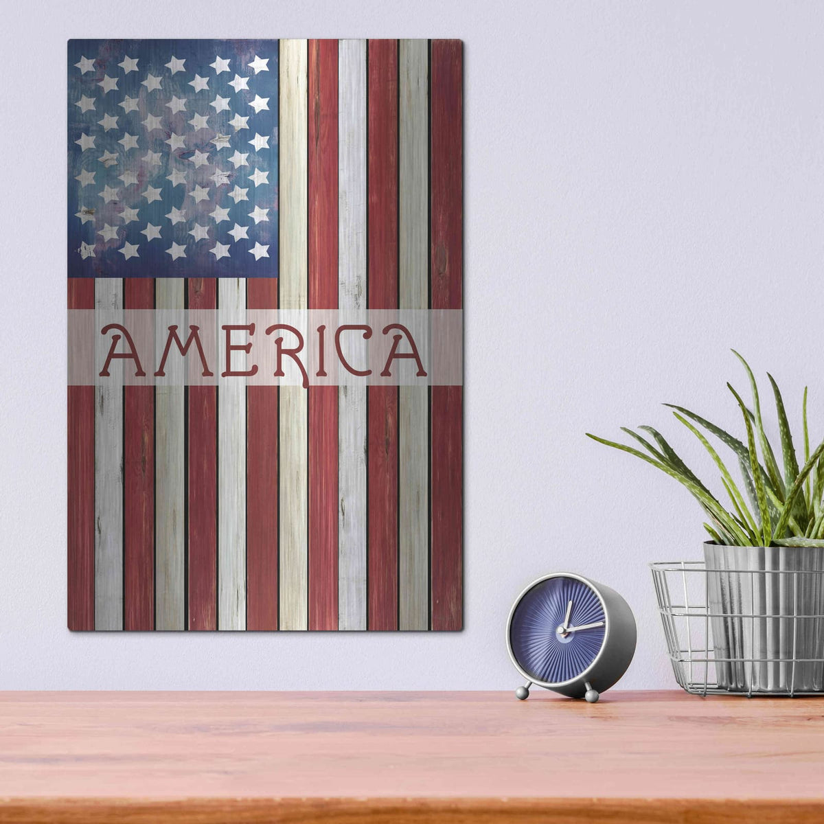 'American Flag' by Cindy Jacobs – Metal Wall Art, 12x16 room view