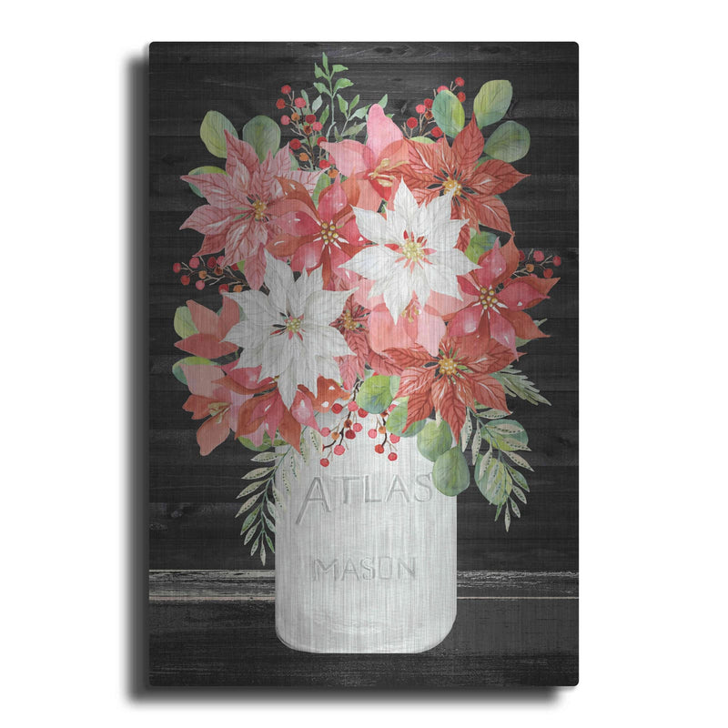 'Merry Poinsettias II' by Cindy Jacobs – Metal Wall Art