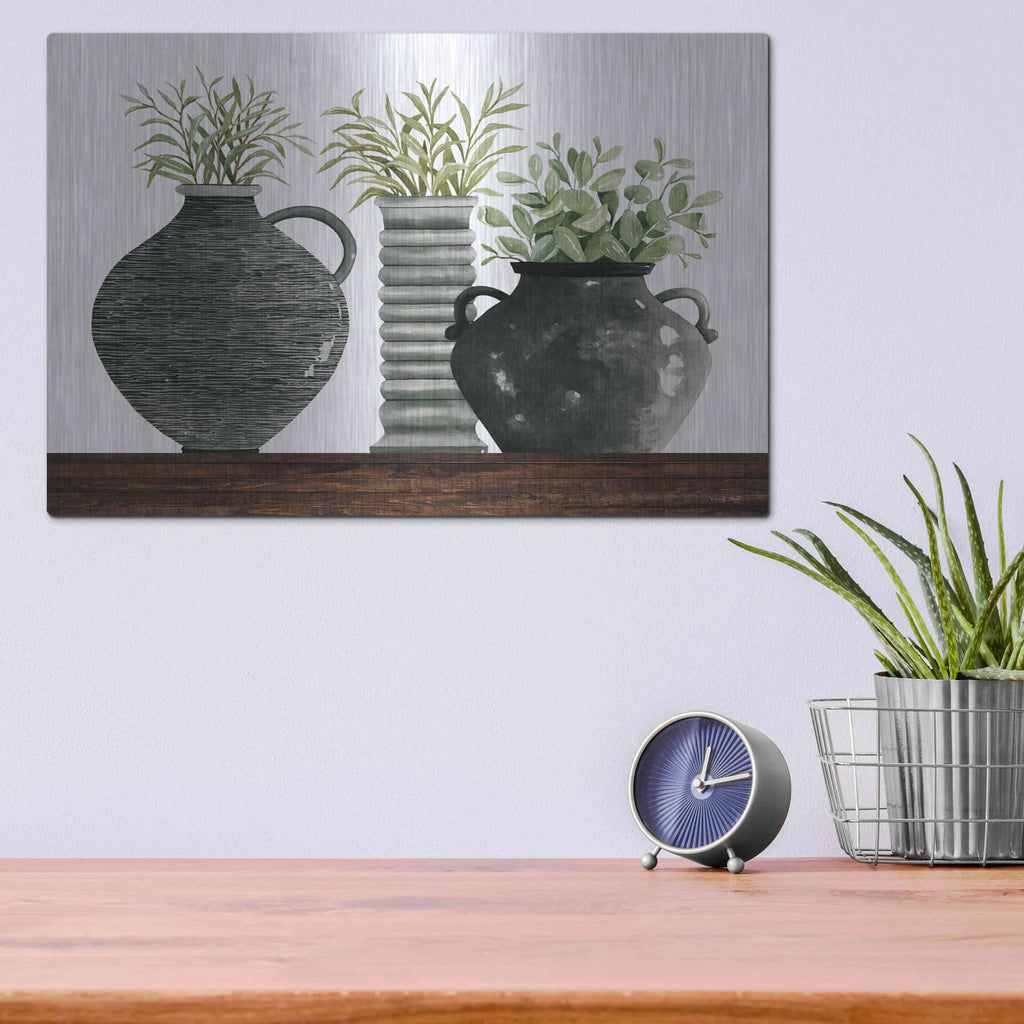 'Black Vase Set' by Cindy Jacobs – Metal Wall Art, 16x12 room view