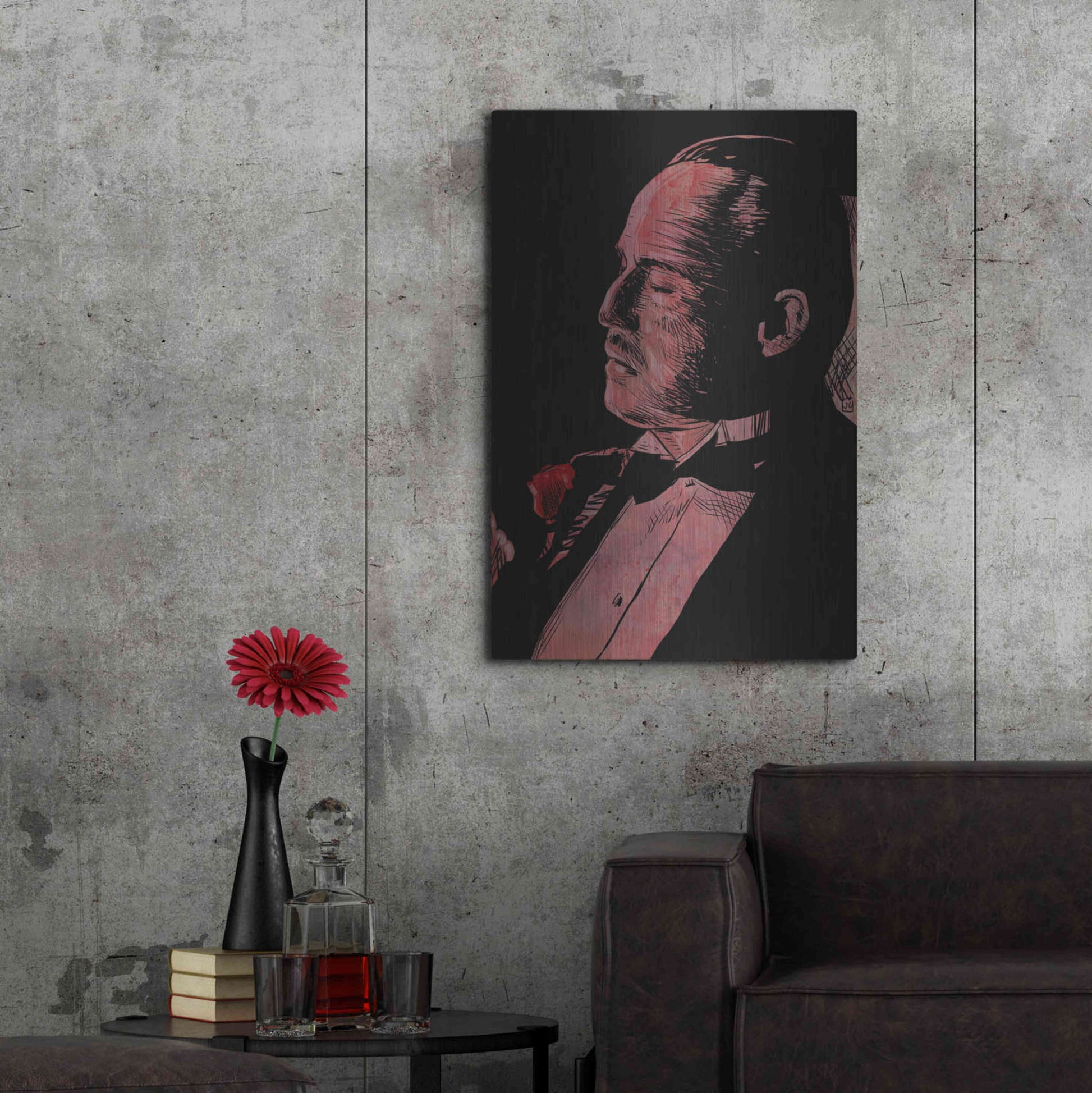 Luxe Metal Art 'Brando-Godfather' by Giuseppe Cristiano, Metal Wall Art,24x36