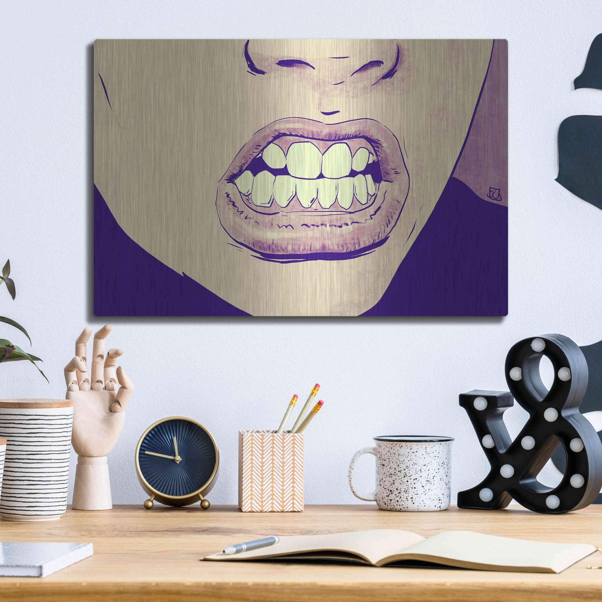 Luxe Metal Art 'GRRR' by Giuseppe Cristiano, Metal Wall Art,16x12