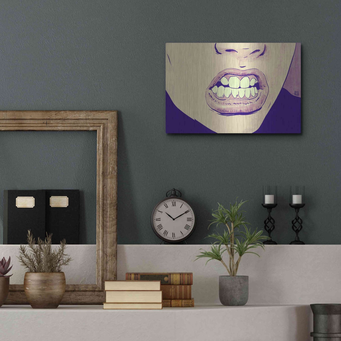 Luxe Metal Art 'GRRR' by Giuseppe Cristiano, Metal Wall Art,16x12