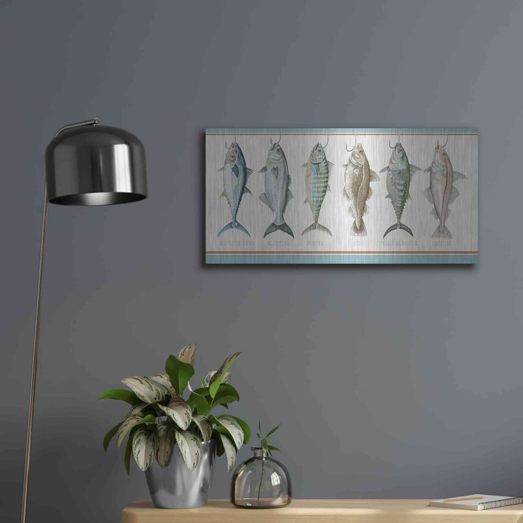 'Bunch of Fish' by Cindy Jacobs – Metal Wall Art, 24x12 room view