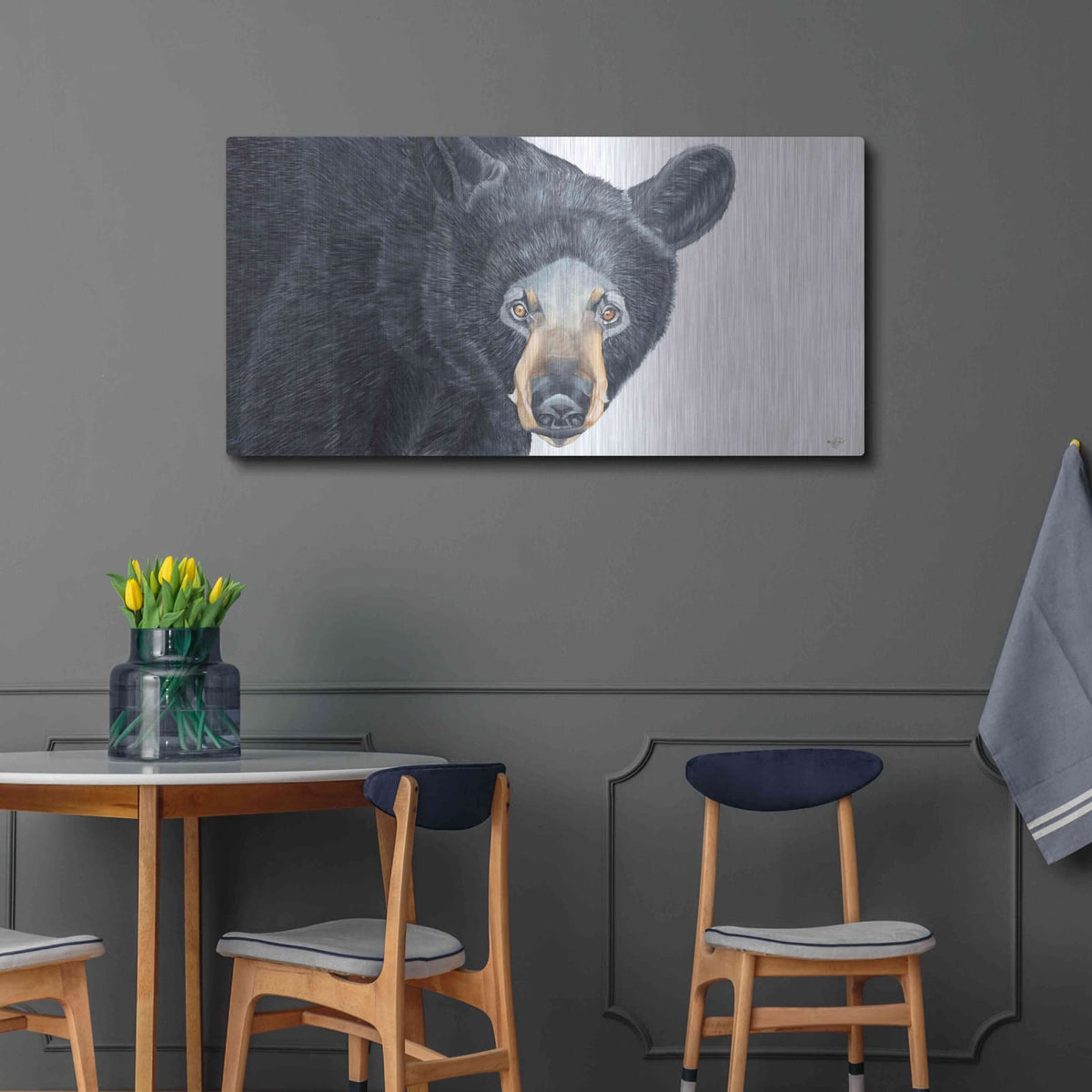 'Black Bear' by Diane Fifer – Metal Wall Art, 48x24 room view