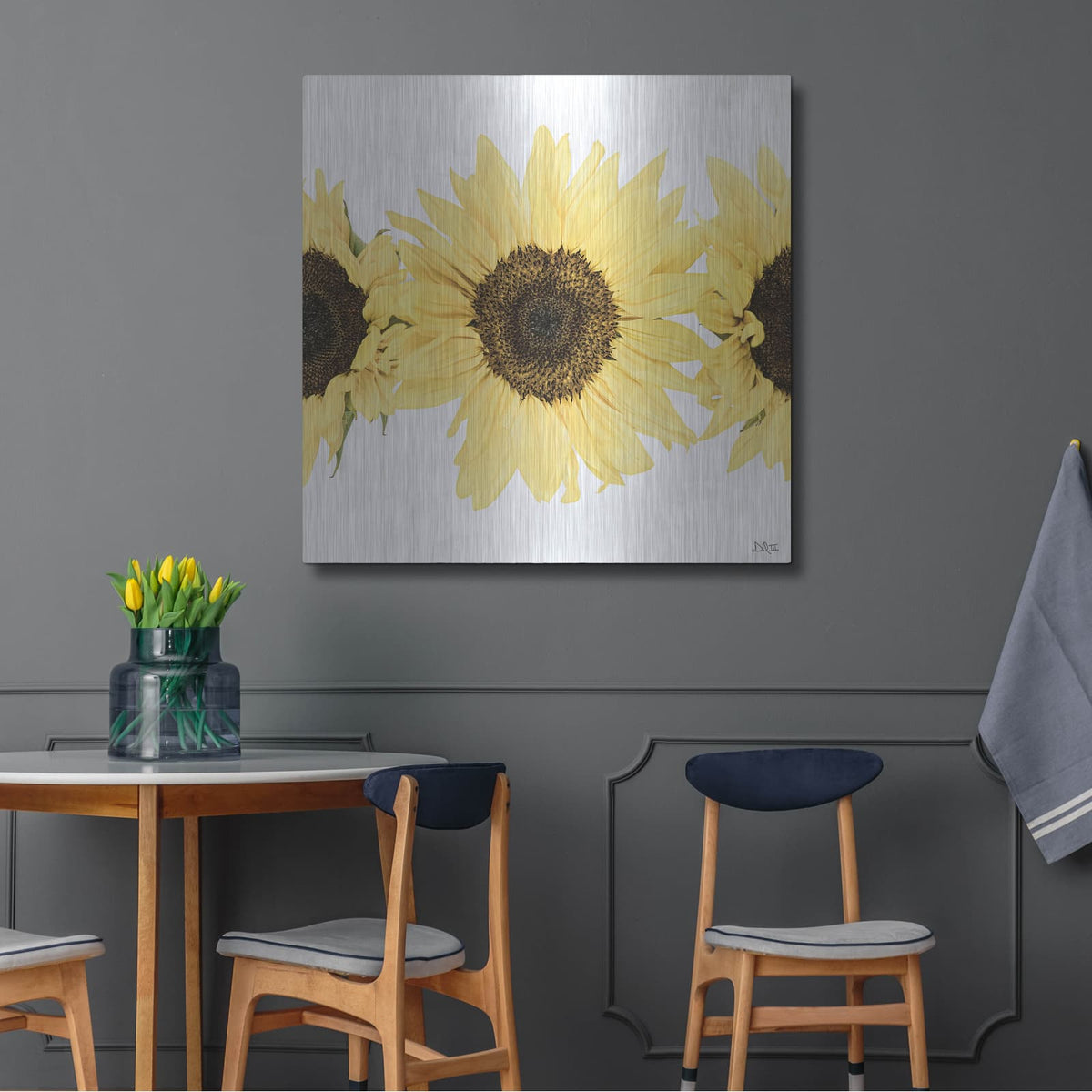 'Sunflowers in a Row I' by Donnie Quillen – Metal Wall Art, 36x36 room view