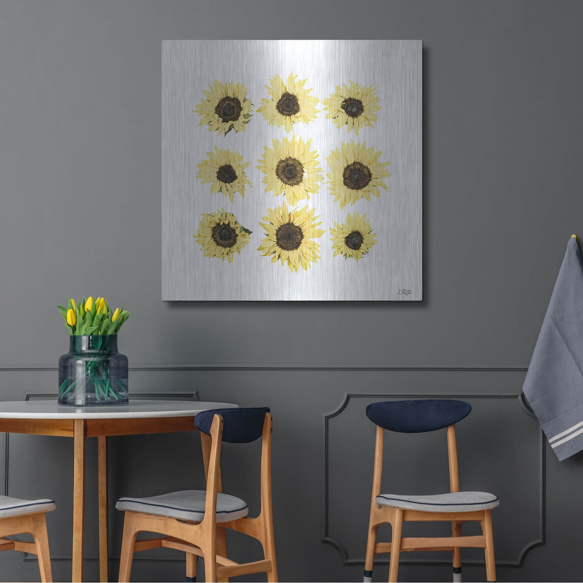 'Sunflowers in a Row II' by Donnie Quillen – Metal Wall Art, 36x36 room view