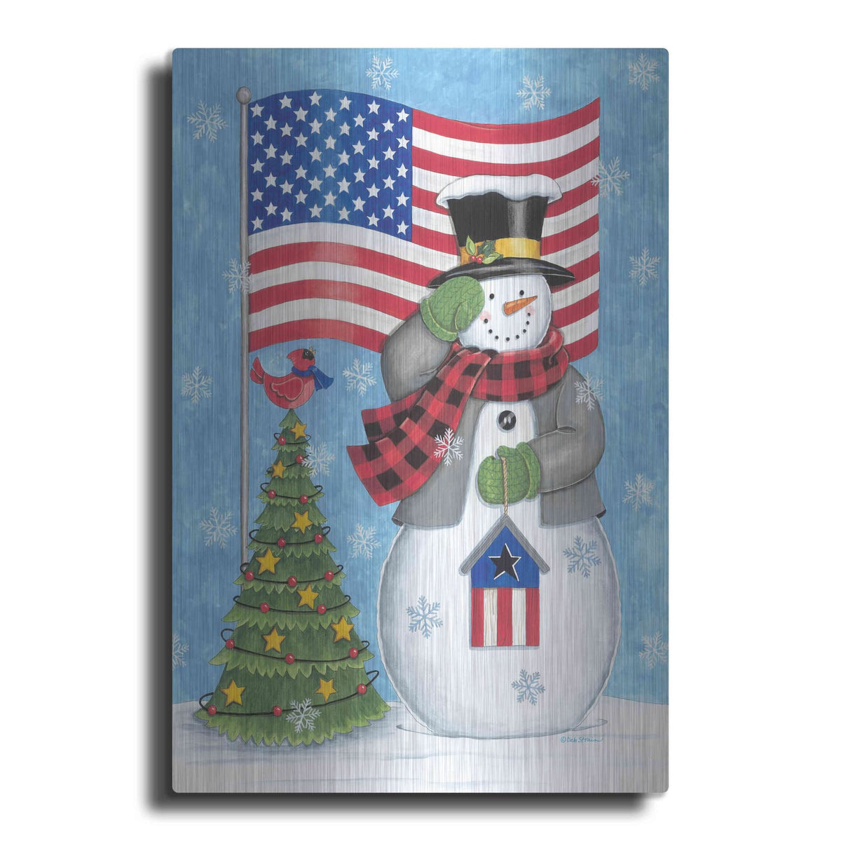 'Patriotic Snowman' by Deb Strain – Metal Wall Art