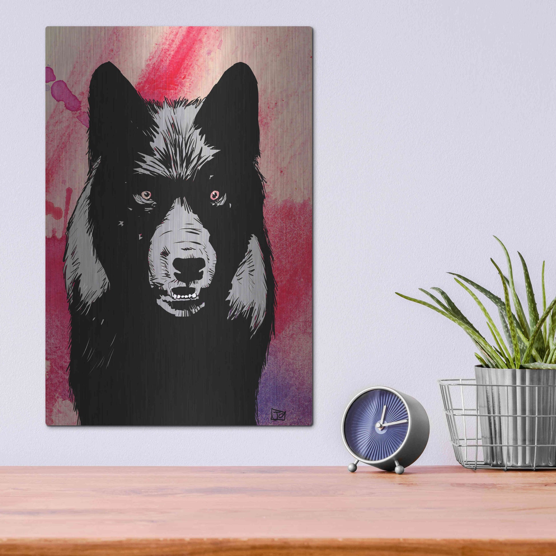 Luxe Metal Art 'Wolf' by Giuseppe Cristiano, Metal Wall Art,12x16