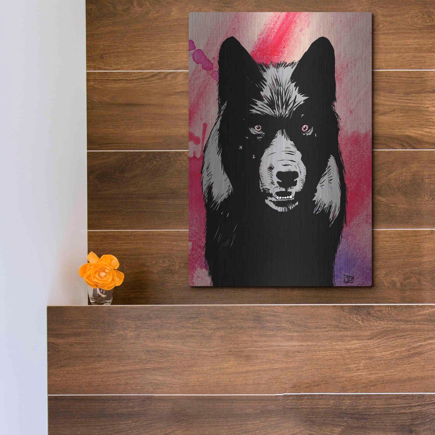 Luxe Metal Art 'Wolf' by Giuseppe Cristiano, Metal Wall Art,12x16