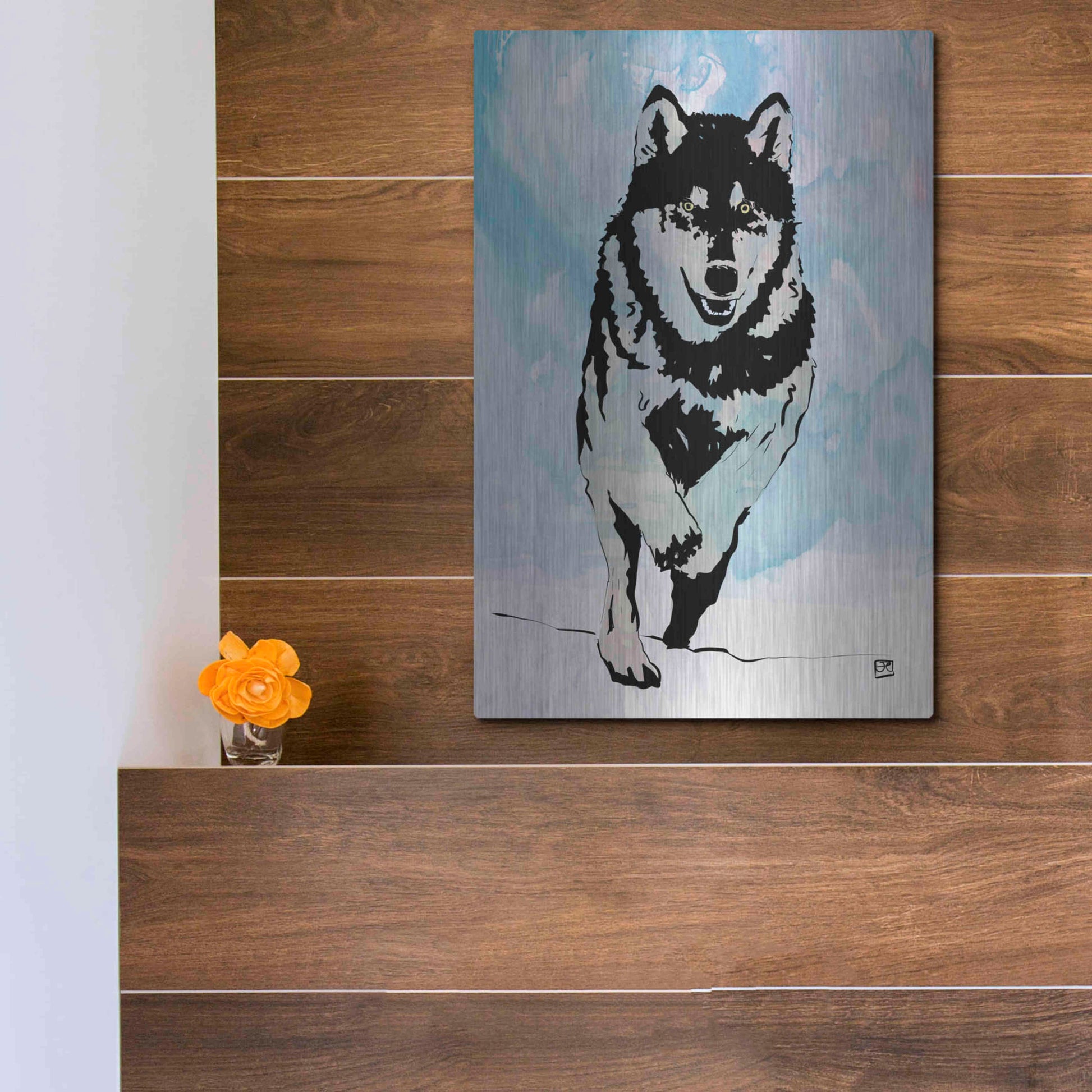 Luxe Metal Art 'Wolf 2' by Giuseppe Cristiano, Metal Wall Art,12x16