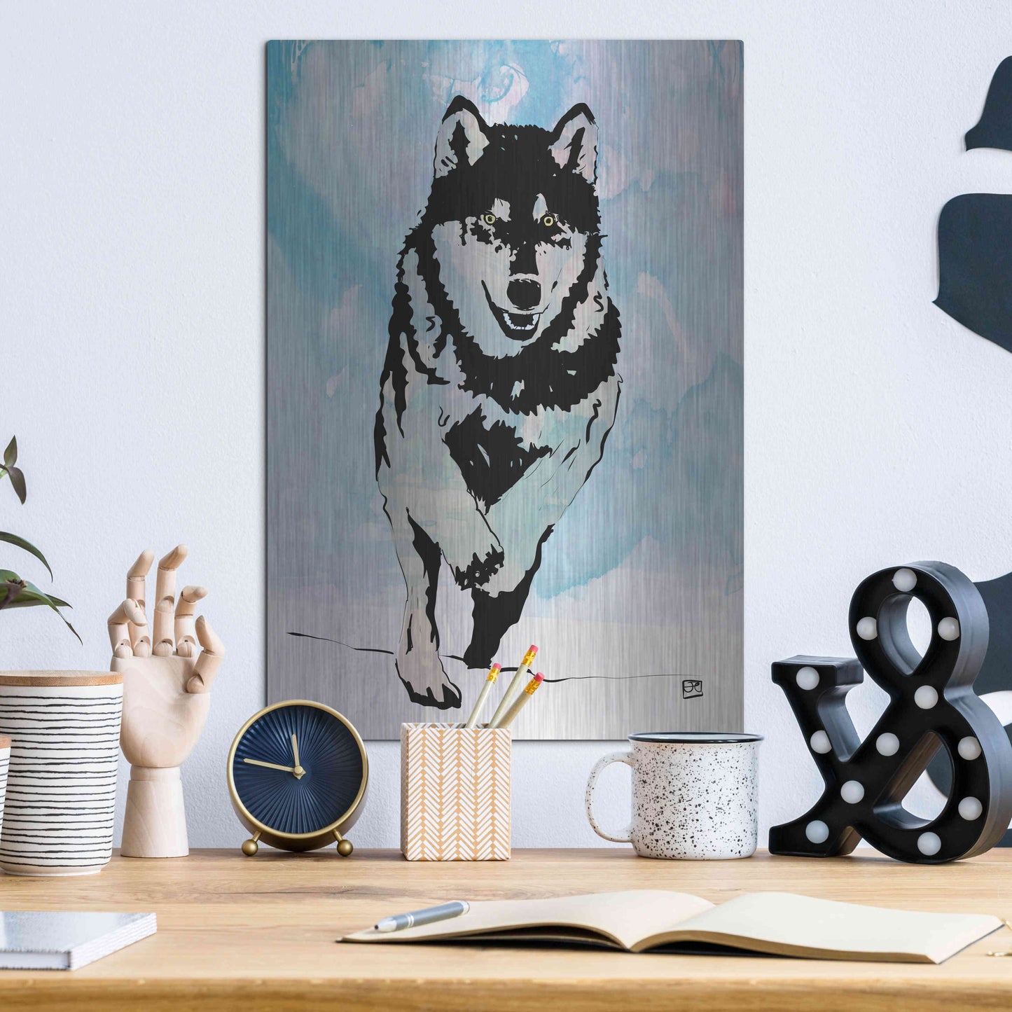 Luxe Metal Art 'Wolf 2' by Giuseppe Cristiano, Metal Wall Art,12x16