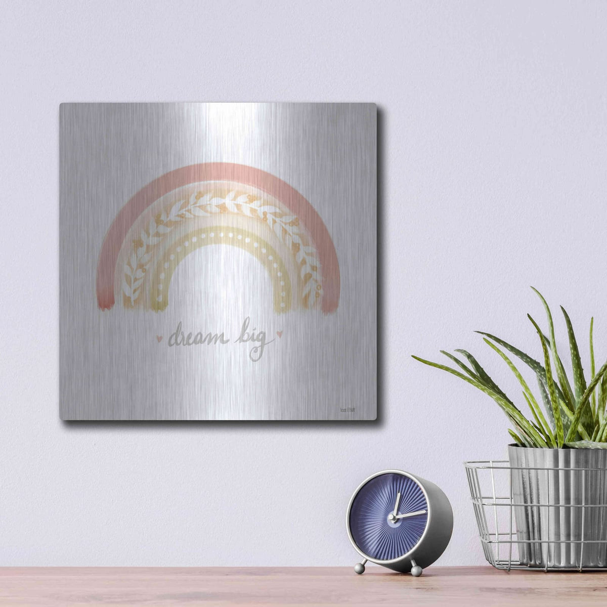 'Dream Big Rainbow' by House Fenway – Metal Wall Art, 12x12 room view