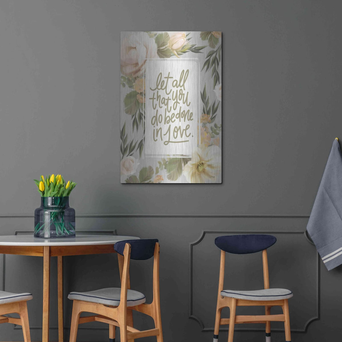 'Be Done in Love Floral' by House Fenway – Metal Wall Art, 24x36 room view