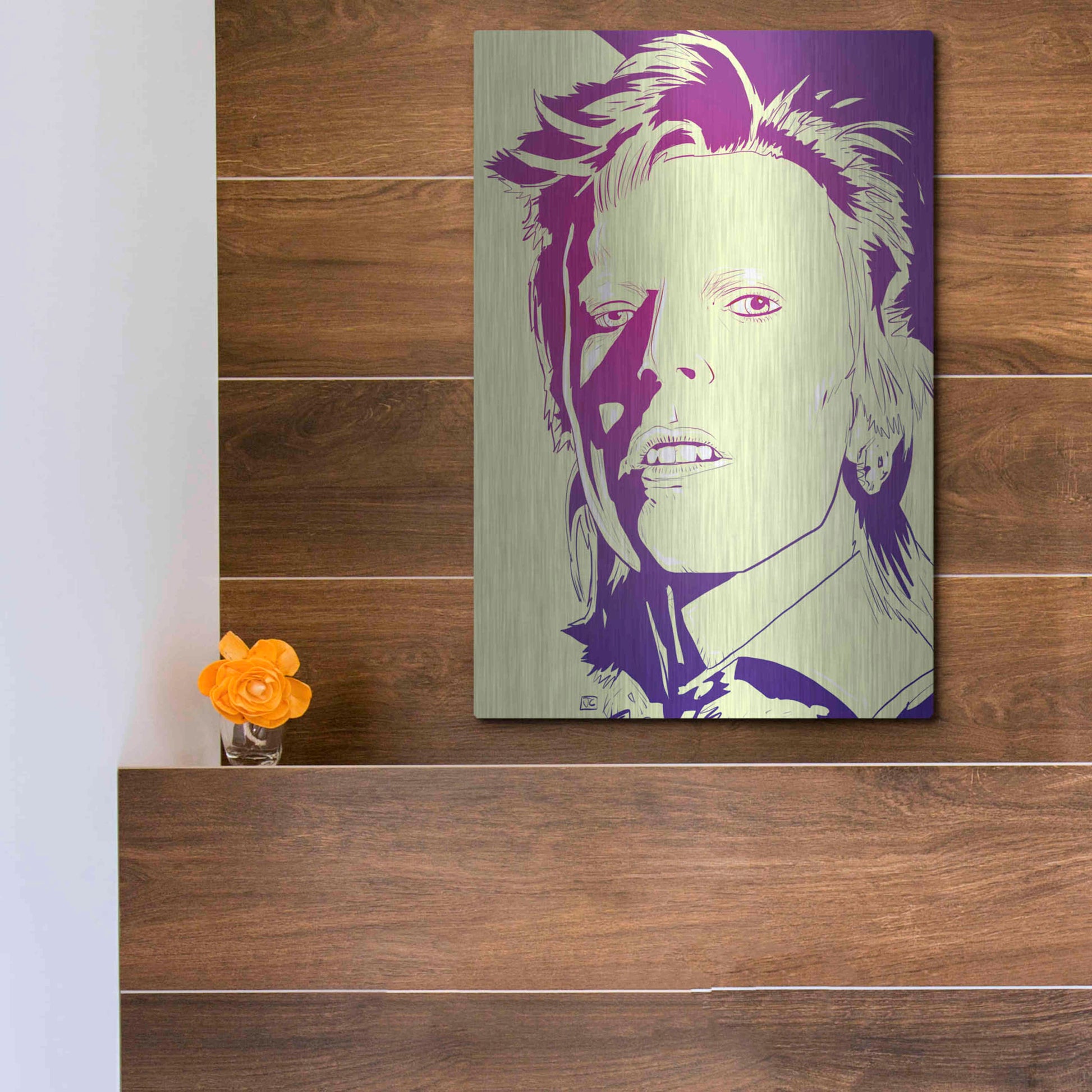 Luxe Metal Art 'David Bowie' by Giuseppe Cristiano, Metal Wall Art,12x16