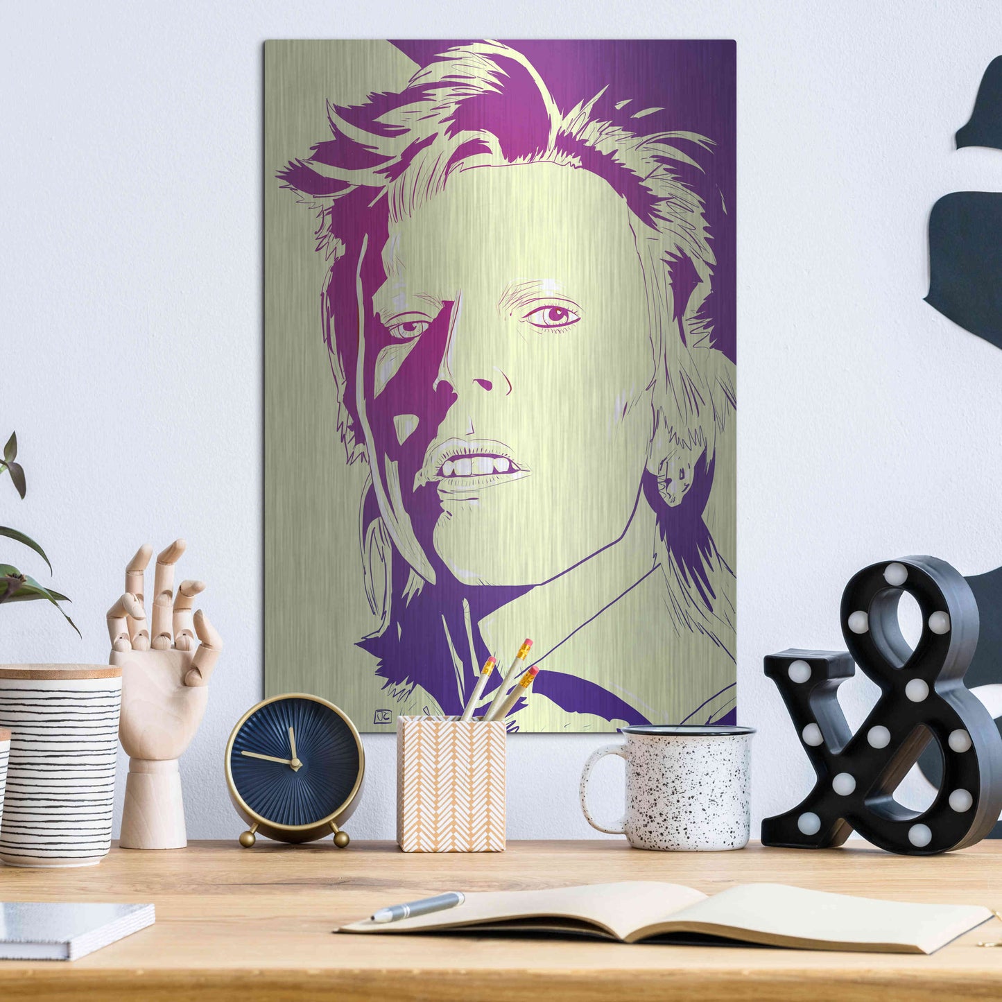 Luxe Metal Art 'David Bowie' by Giuseppe Cristiano, Metal Wall Art,12x16