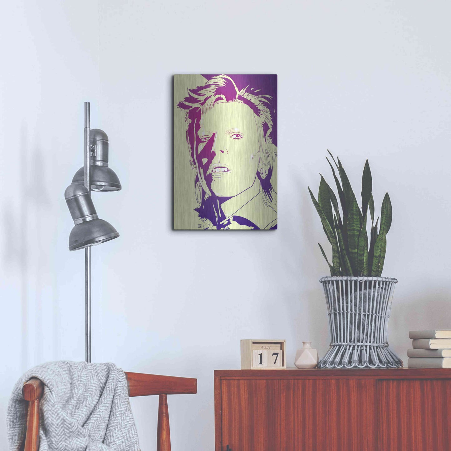 Luxe Metal Art 'David Bowie' by Giuseppe Cristiano, Metal Wall Art,16x24