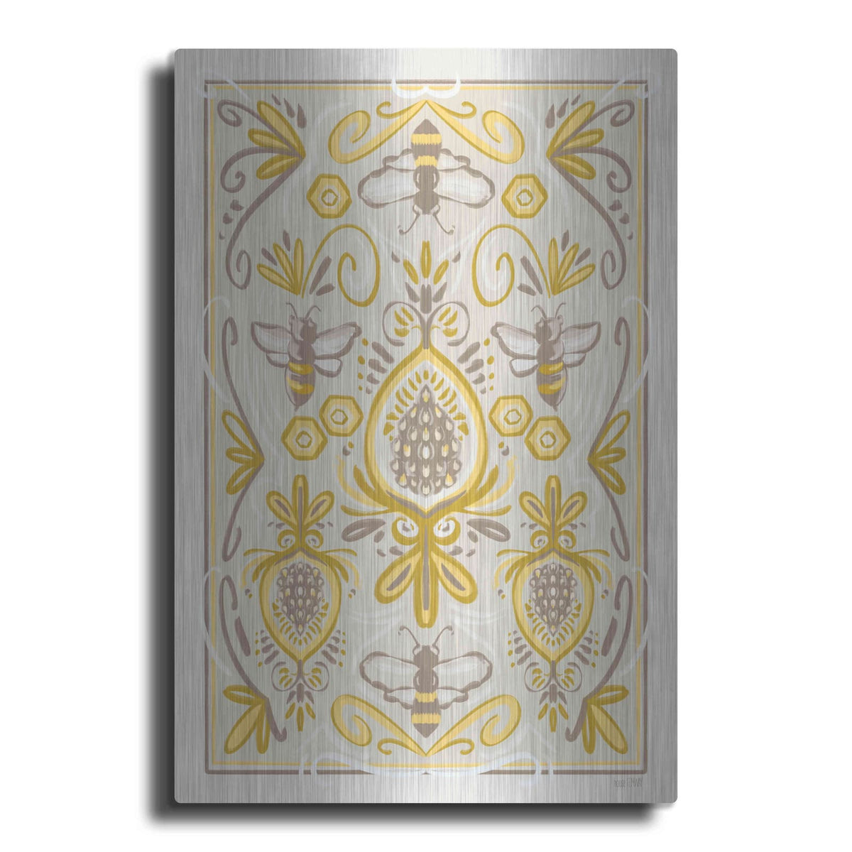 'Bumblebee Brocade' by House Fenway – Metal Wall Art