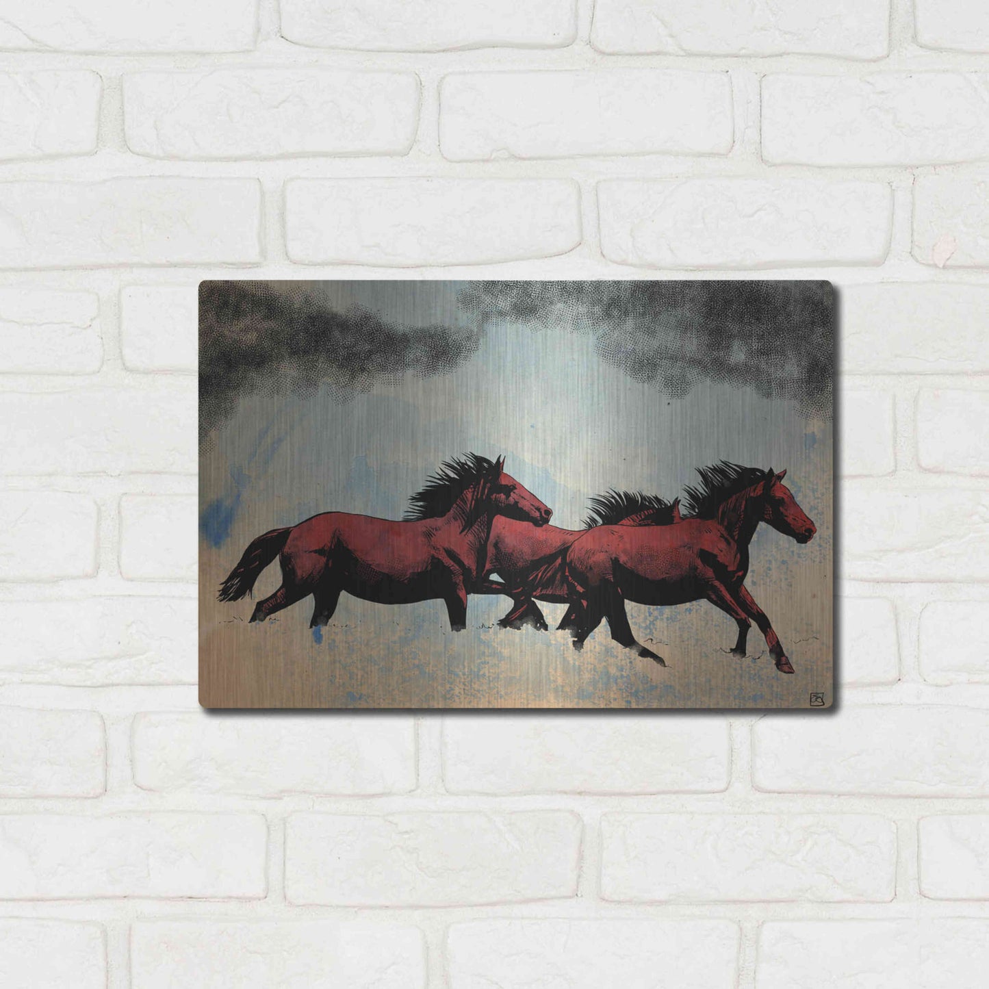 Luxe Metal Art 'Horses' by Giuseppe Cristiano, Metal Wall Art,16x12