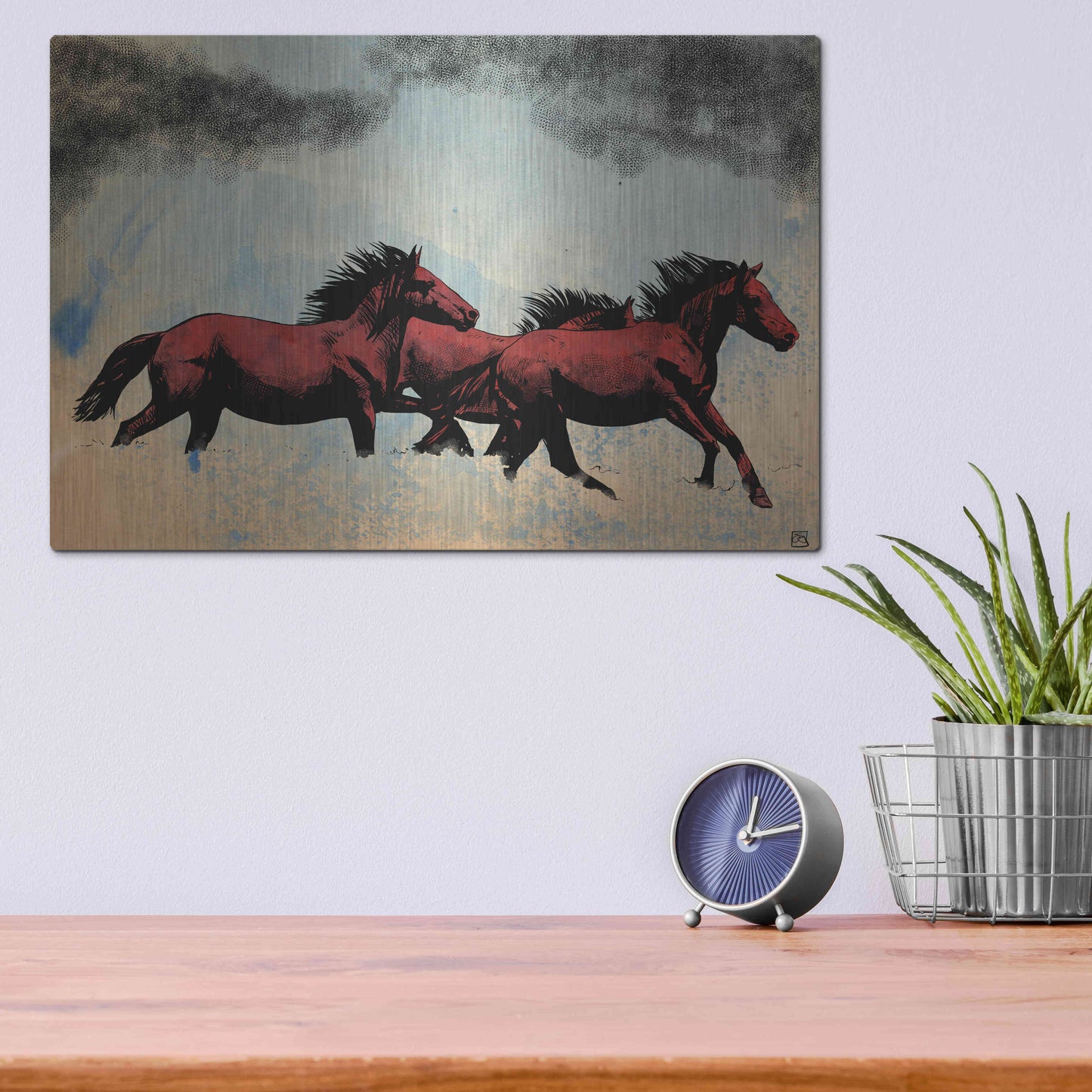 Luxe Metal Art 'Horses' by Giuseppe Cristiano, Metal Wall Art,16x12